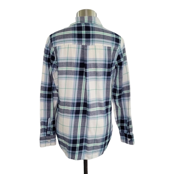 Old Navy Plaid Long Sleeve Button-Up Classic Shirt Size S White Gray & Green - Picture 4 of 8